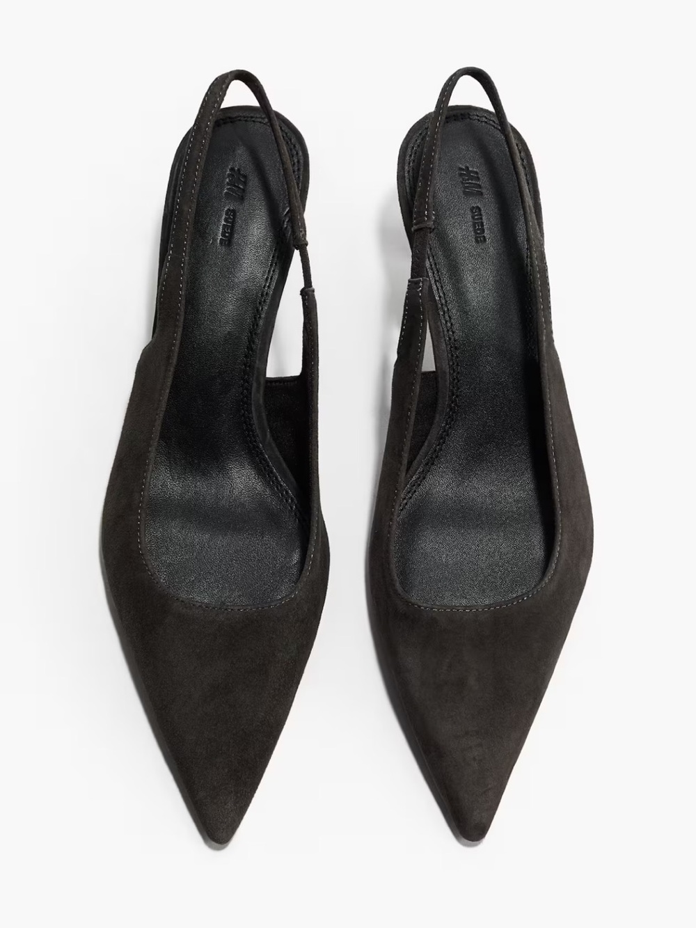 NWT Dark Khaki Suede Pointed Slingback Kitten Heels